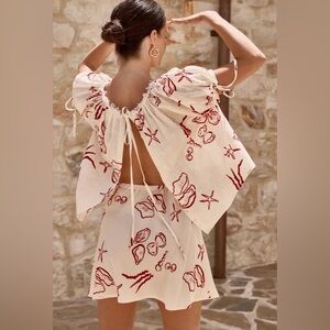 VRG GRL The Way to San Jose Bias Cut Mini Skirt & Harry Girl Smock Top Set